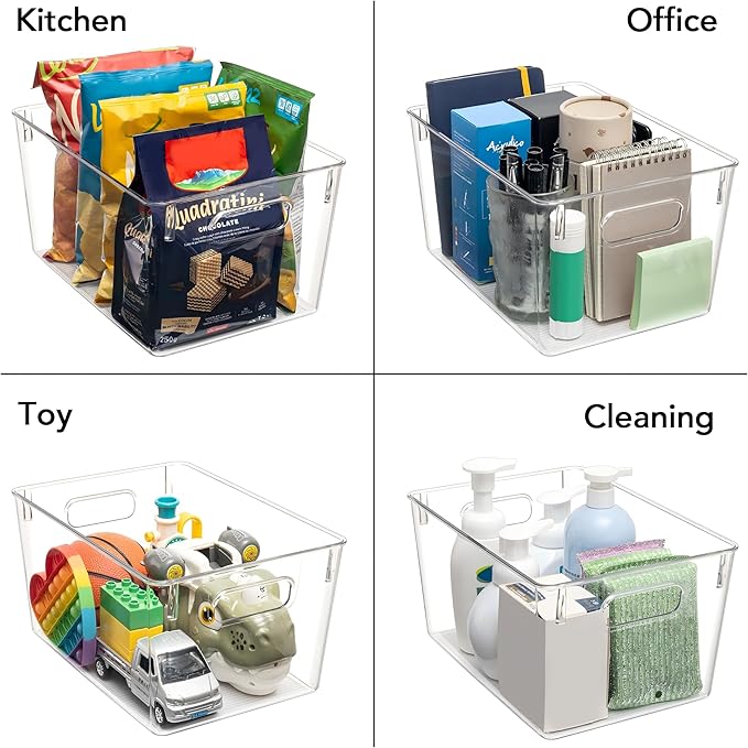 Set of 10 Clear Plastic Storage Bins