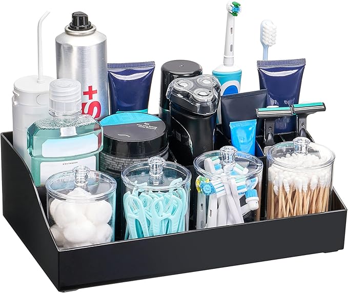 5 PCS Bathroom Countertop Organizer, Black