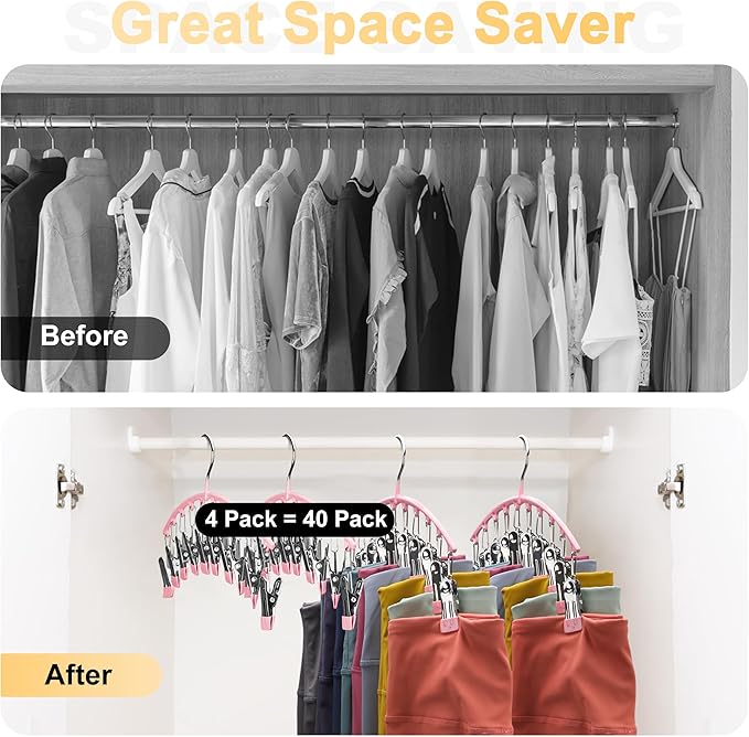 Legging Organizer for Closet, Pink
