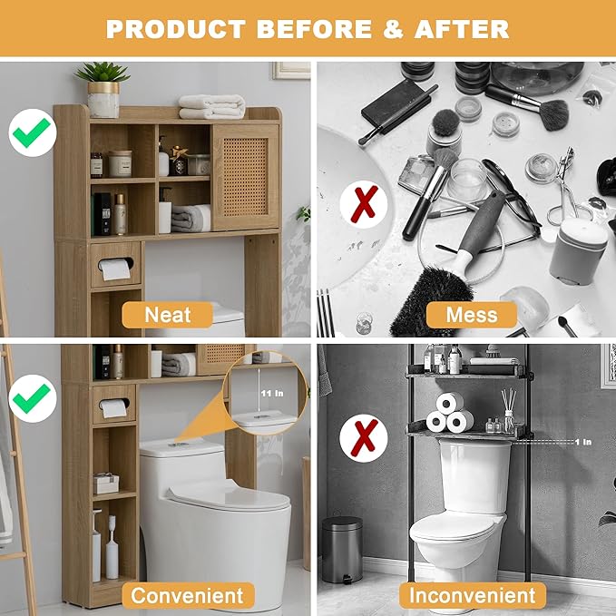 6Tier Over The Toilet Storage Cabinet, Burlywood