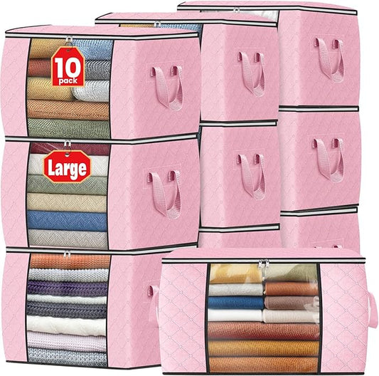 Fab totes 24 Gallons Clothes Storage, 10 Pack,Pink