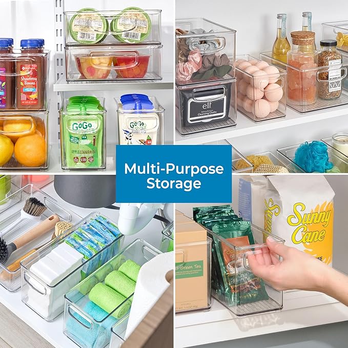 Slim Clear Plastic Stackable Storage Bin