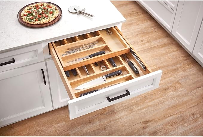 Maple Two-Tier Cutlery Replacement Drawer System w/BLUM Soft-Close for Face