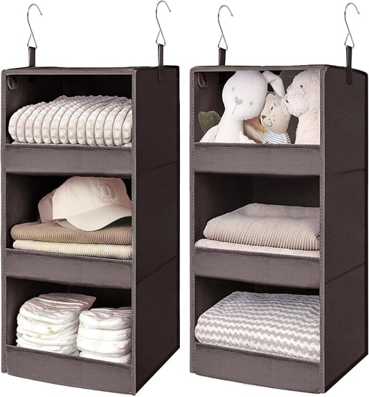 SAYS 3 Shelf Hanging Closet Organizers and Storage, Dark Brown