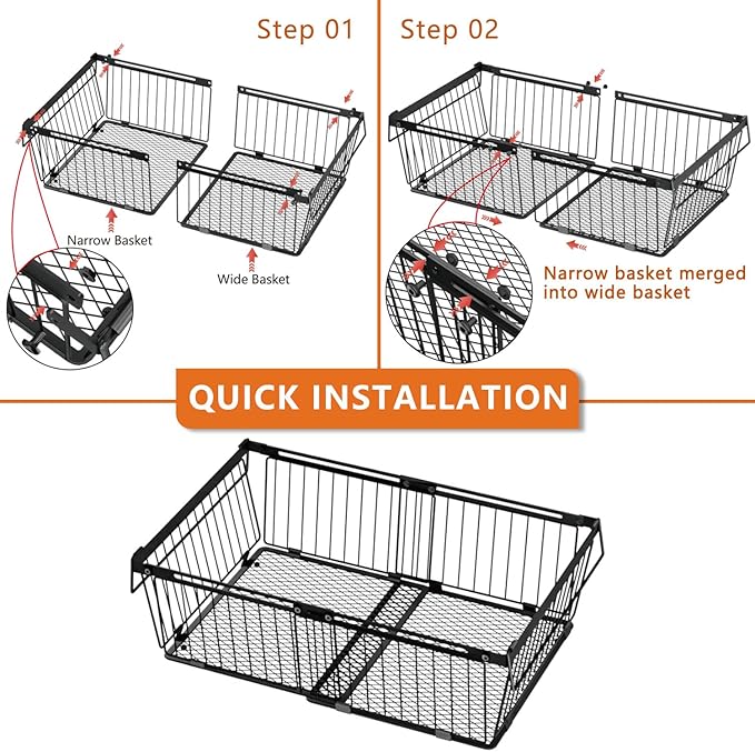 Large Freezer Organizer Bins，Upgraded Bottom Leak-Proof net，Fit 10 to 20 Cu.Ft Deep Freezer，2 Pack， Expandable Stackable Chest Freezer Organizer Bins , for Fridge, Deep Freezer, Cabinet
