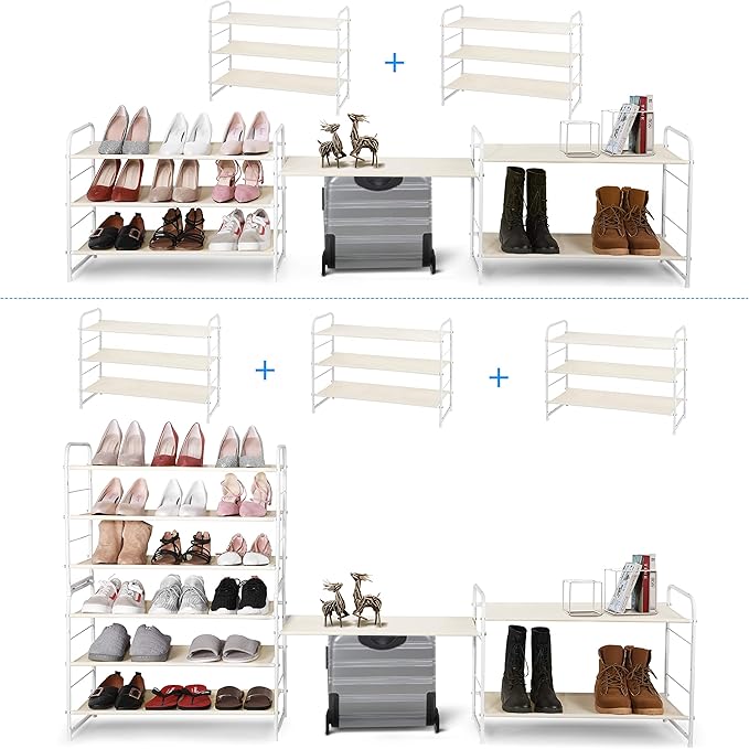 Simple Trending 3-Tier Stackable Shoe Rack, White