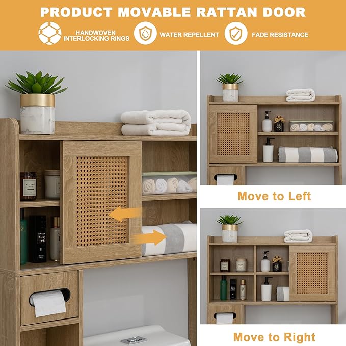 6Tier Over The Toilet Storage Cabinet, Burlywood