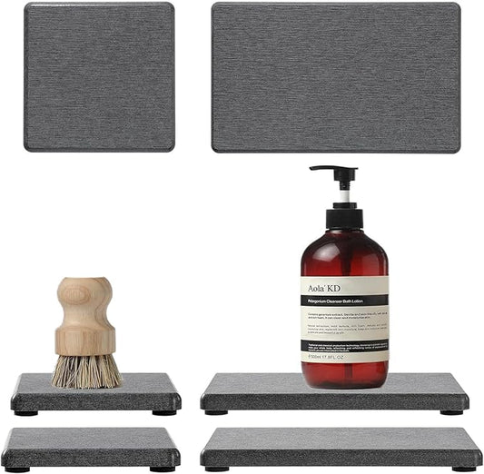 4PCS Water Absorbing Sponge Holder Diatomite Stone Sink Tray Mat