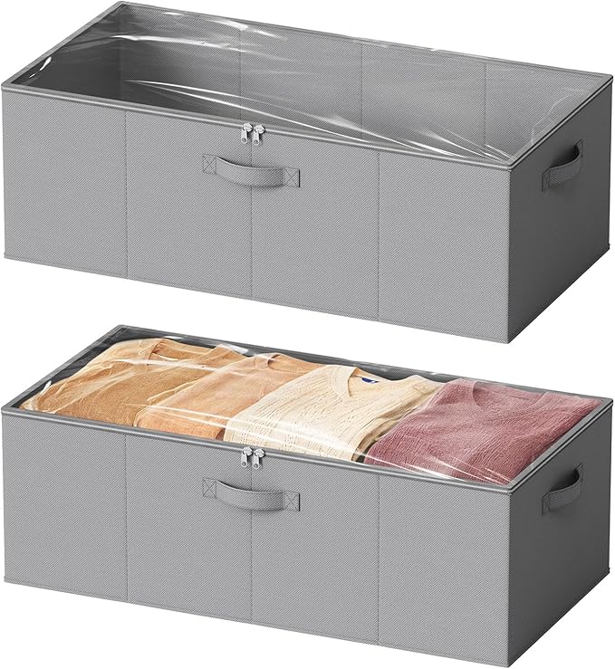 2 Pack 10" High Under Bed Storage Containers, Gray