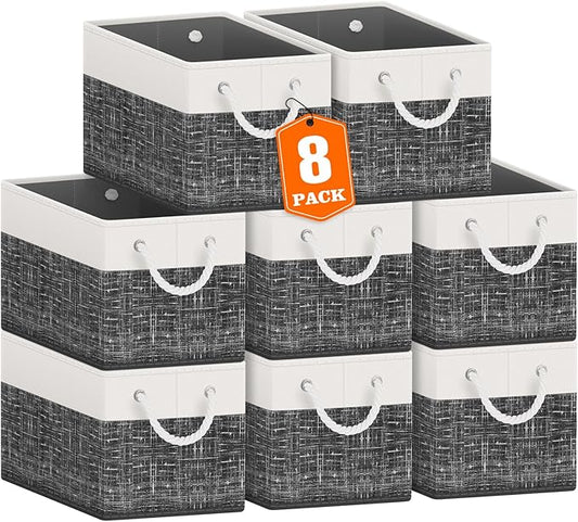 Fab totes Storage Bins 8-Pack, White & Black