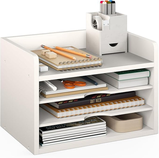 File Organizer, 4-Tier Office Desk Organizer, White