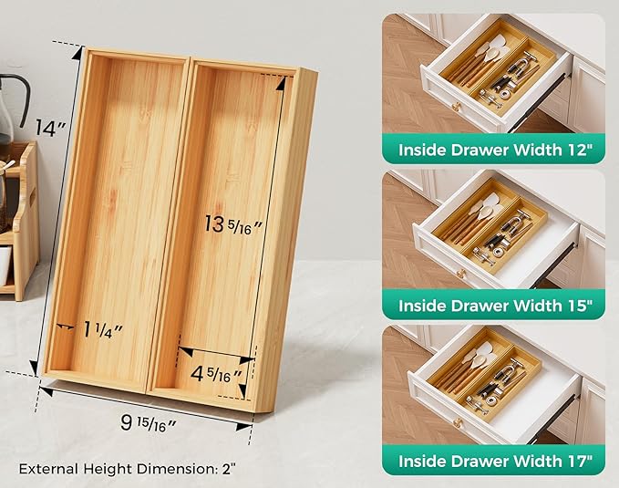 Bamboo Kitchen Drawer Organizer Boxes