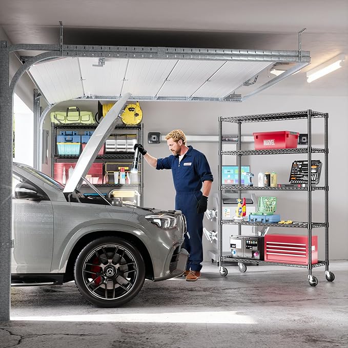 Heavy Duty Garage Shelving, 5 Tier Wide Metal Storage Shelf Rack