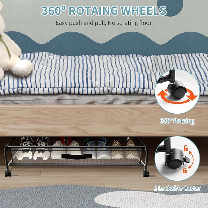 Under Bed Shoe Storage with Wheels, 2 Packs