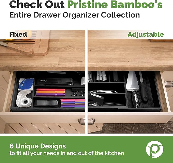 Pristine Bamboo Kitchen Drawer Organizer