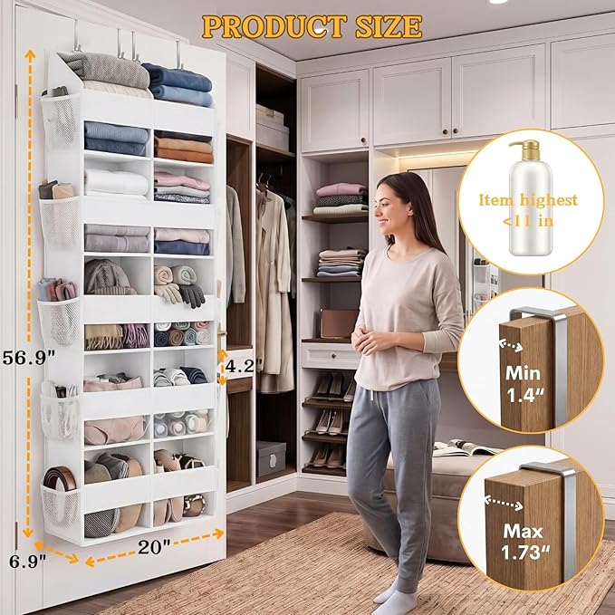 Over The Door Organizer 5 Tiers, White