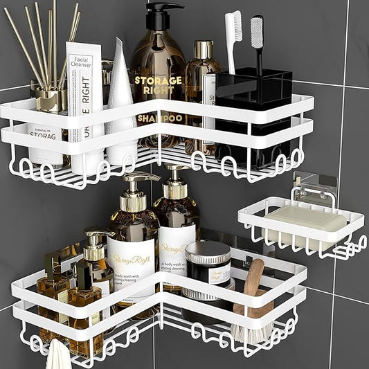 Corner Shower Caddy, White, X-Large