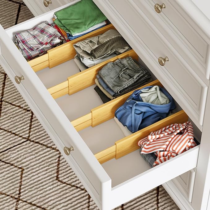 4" High Drawer Dividers Bamboo Separators Organization Expandable Organizers