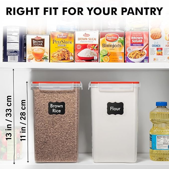 WHITE FEATHER SUPPLIES 2 PC [7 Qt / 6.5L / 220 Oz] Large Food Storage Containers with Lids Airtight - BPA Free Clear Plastic Kitchen and Pantry Storage Containers for Cereal, Flour, Sugar, Rice