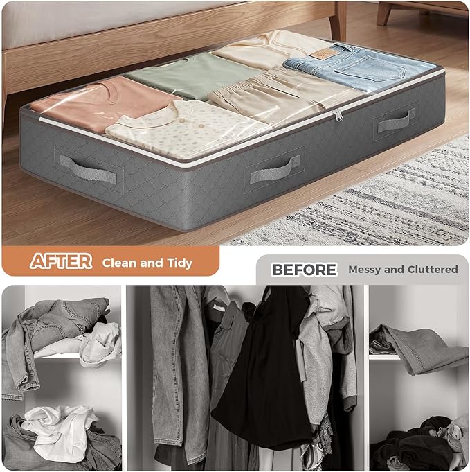 Budding Joy 90L Under Bed Storage Containers, Grey