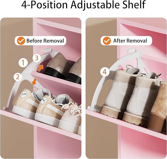 Shoe Storage Cabinet, Wood Shoe Organizer for Entryway with 3 Flip Drawers, Freestanding Shoe Rack with Adjustable Shelf, Narrow Shoe Dresser for Front Door Entrance(Pink, 47.2" x 31.5" x 9.25")