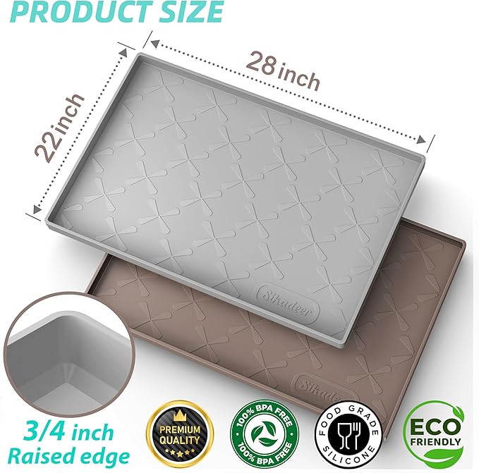 SIKADEER 28" x 22" Under Sink Mat Waterproof, Silicone Mat Kitchen Drawer Shelf and Cabinet Liner, Sink Protector for Kitchen Organizers and Storage, Boot Tray Pet Food Mats