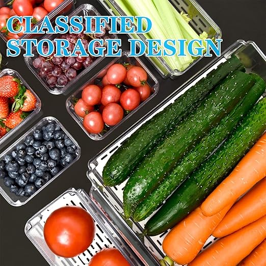 10 Pack Fridge Organizer, Stackable Refrigerator Organizer Bins with Lids