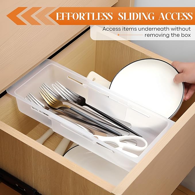 2 Pack Deep Drawer Organizer Bins, 12.4" to 18”