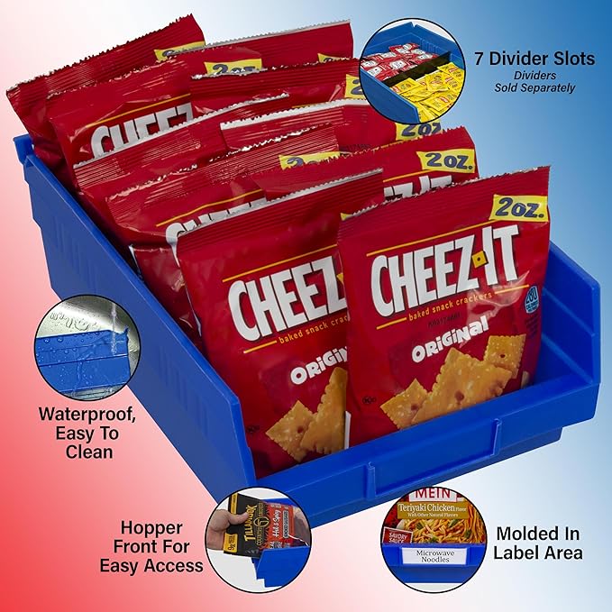 Akro-Mils 30150 Plastic Shelf Bins, Heavy Duty Storage Bins for Garage, Closet, and Drawer Organization, 12" x 8" x 4", Blue, 12-Pack