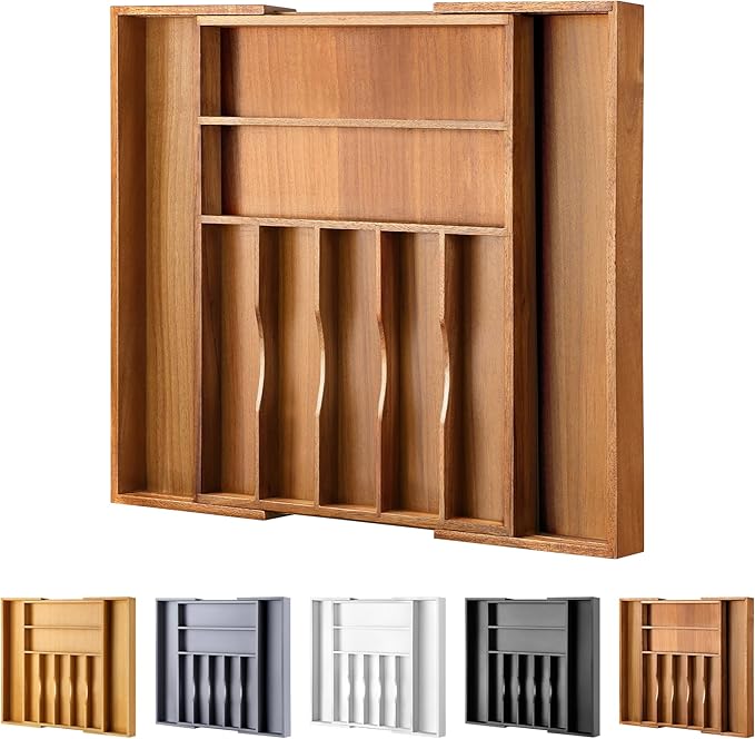 Large Premium Acacia Silverware Organizer