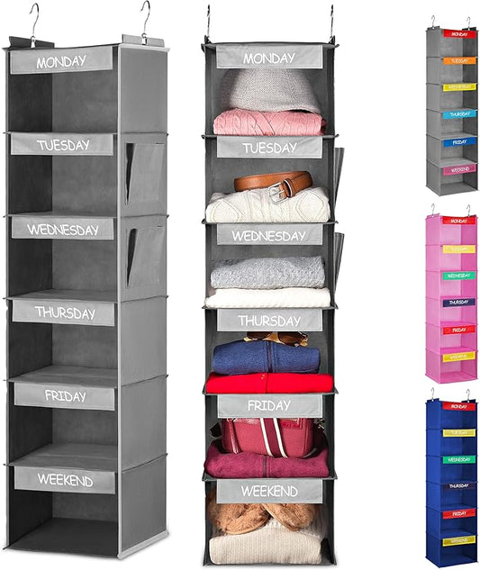 Handy Laundry Hanging Clothes Organizer for Kids, Grey