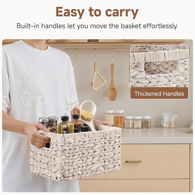 Pantry Baskets, Wicker Storage Baskets for Organizing, Natural