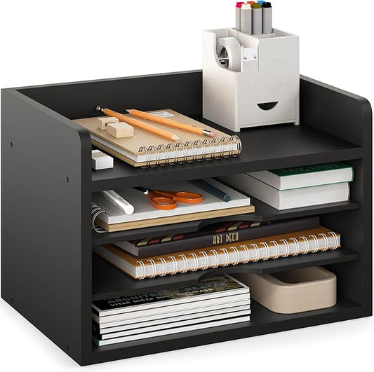 File Organizer, 4-Tier Office Desk Organizer, Black