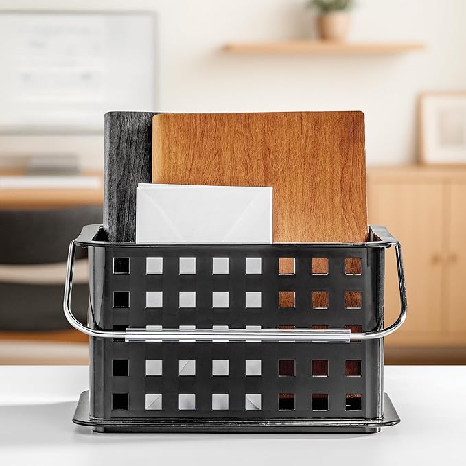 Plastic Shower Caddy Basket with Handle for Bathroom or College Dorm, Black