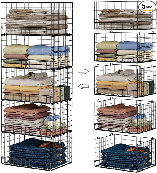 Yociyoga 5-Tier Stackable Closet Organizers and Storage Shelves