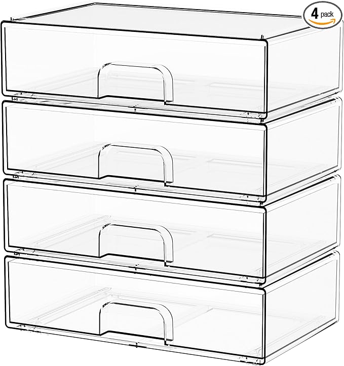 12.1''W Clear Stackable Storage Drawers, Craft Organization