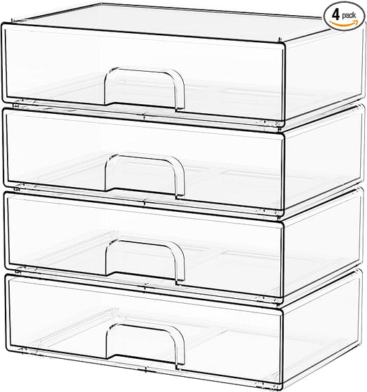 12.1''W Clear Stackable Storage Drawers, Craft Organization