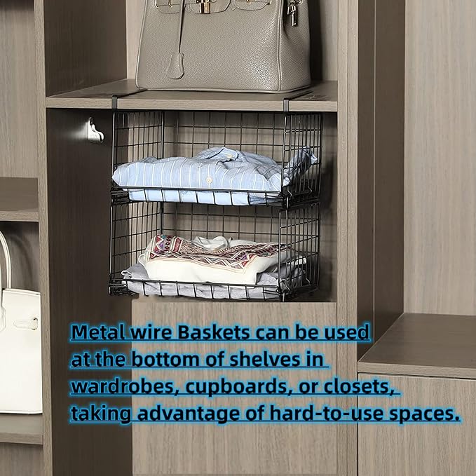 Under Shelf Basket Storage 2Pack, 11.8in Metal Under Cabinet Shelf