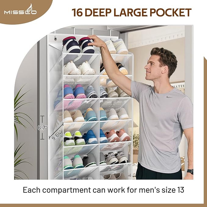 24 Pairs Over the Door Shoe Organizer Breathable Mesh Hanging Shoe Rack