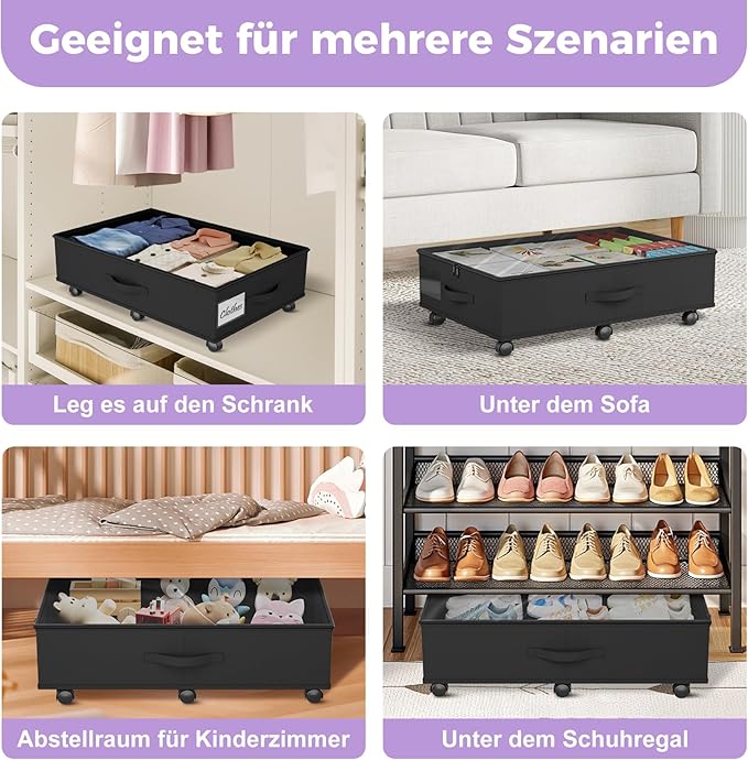 2-Pack Under Bed Storage Organizer with Clear Zippered Lid