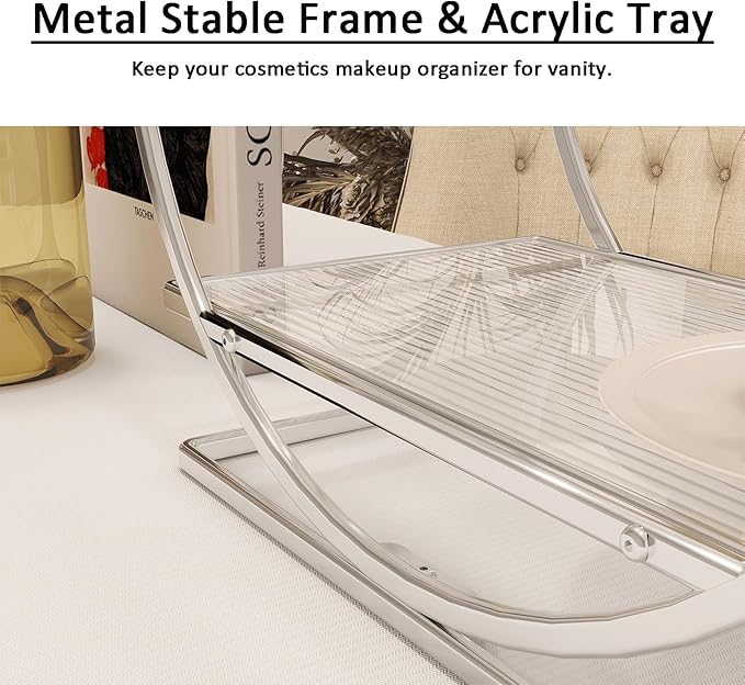 Perfume Organizer for Bedroom Dresser- Sliver Makeup Organizers for Vanity