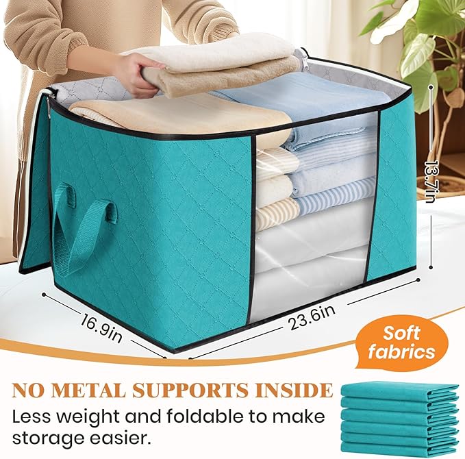 Fab totes 24 Gallons Clothes Storage, 3 Pack,Green