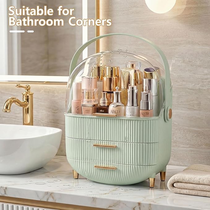 Makeup Organizer Skincare Organizers - Cosmetic Display Cases with Transparent Cover, SkinCare Organizers for Bathroom Countertop, Bedroom Vanity Desk, Lipstick Organizer, White
