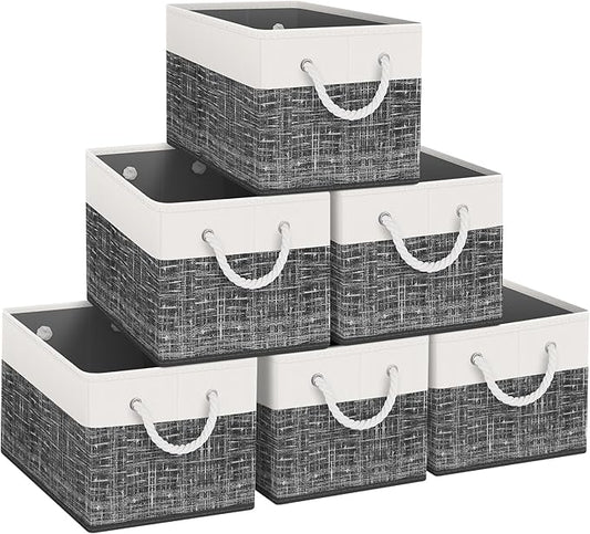 Fab totes Storage Bins 6-Pack, White & Black