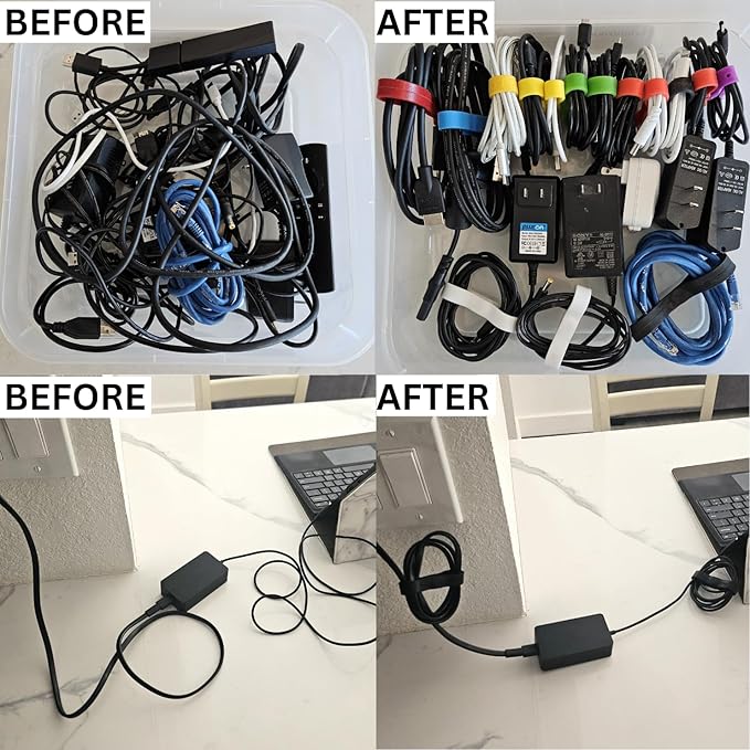 Snap Wrap | Pro Silicone Magnetic Cable Organizer 6-Pack | Easy One-Hand Operation Cable Management Bands for Home, Office, and Travel | Tidy Cable and Wire Storage