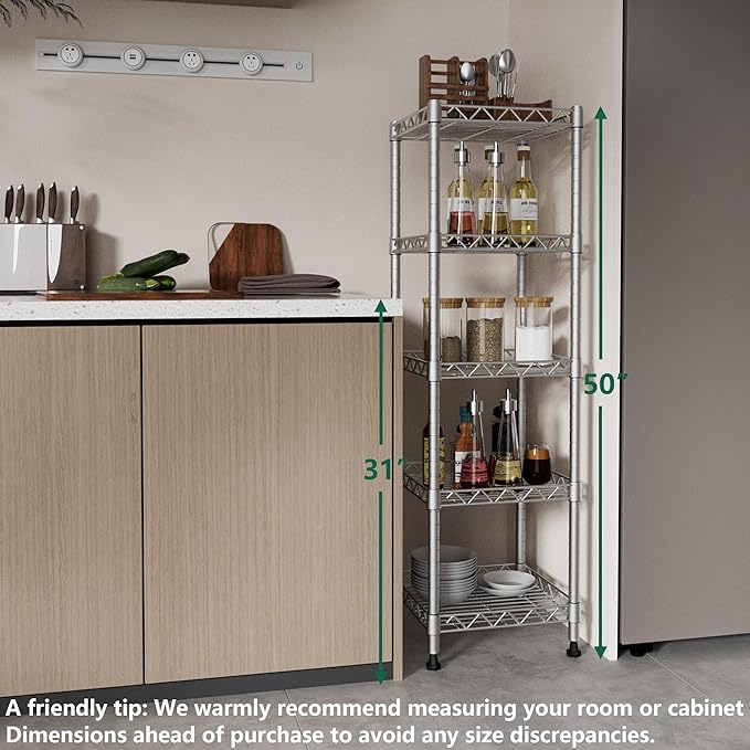 5 Tier Standing Shelving Metal Units, Matte/Glossy Finish)