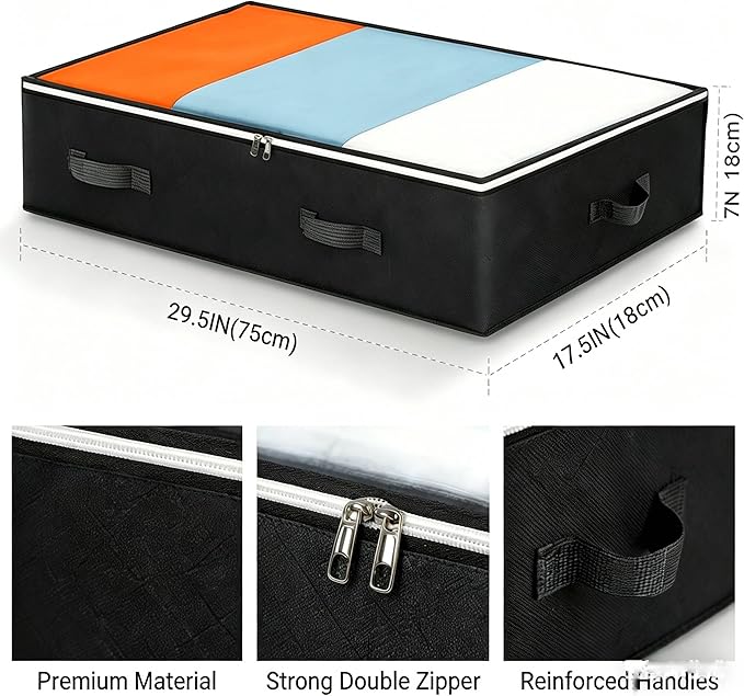 4 Pack Under Bed Storage, Black