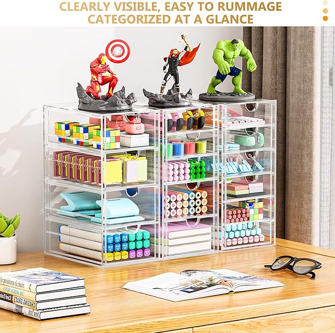 Acrylic 3 Pack Desk Organizers and Accessories