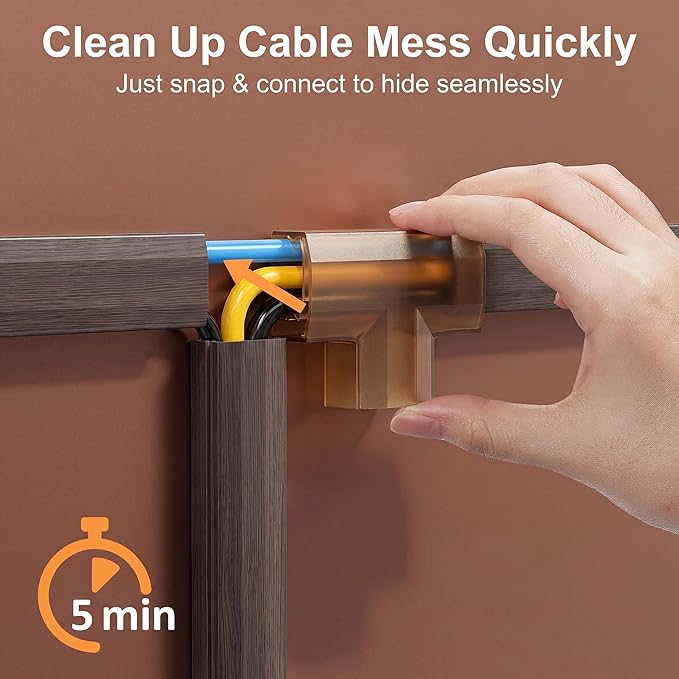 TV Cord Hider, 125in Cord Cover, Large Cable Hider, Darkwood