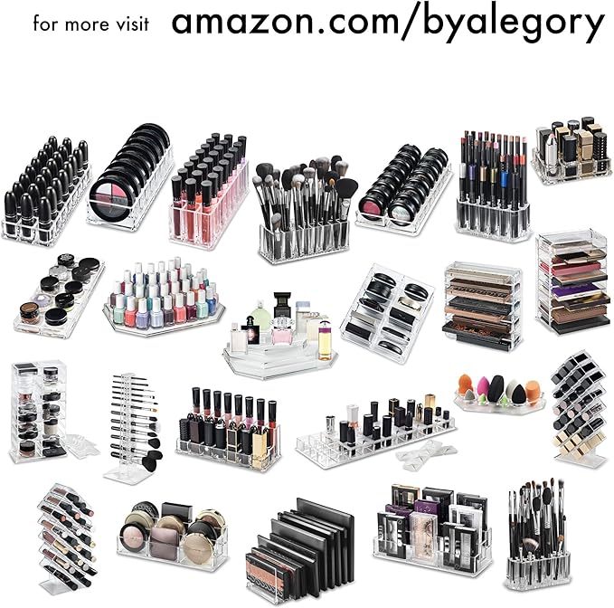 Acrylic Makeup Storage Eyeshadow Palette Organizer w/Removable Dividers 10 Space Display Case Fits Virtually All Blush Powder Pallet Sizes (2)